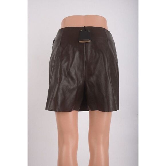 Massimo Dutti Womens Mini Skort Skirt Nappa Leather S Brown 5308/797 NWT - Picture 5 of 11